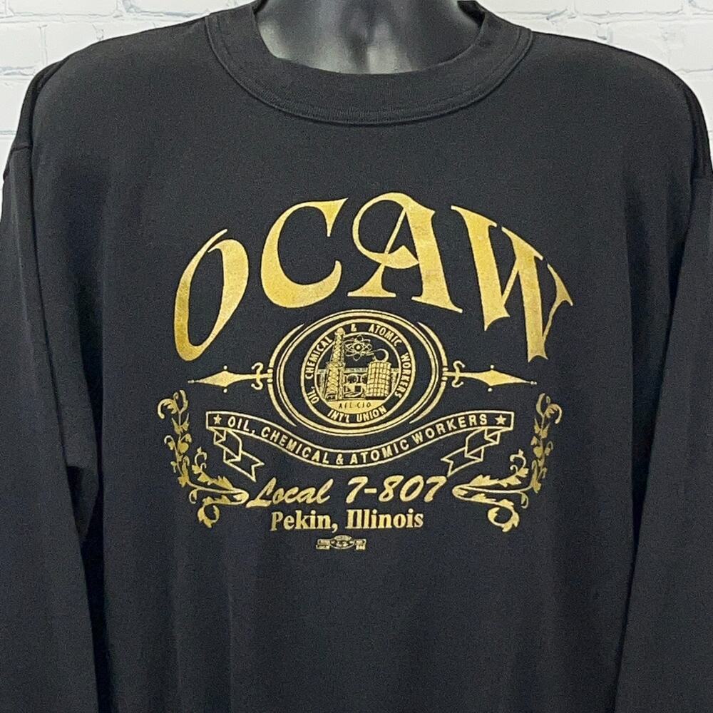Vintage OCAW Oil Chemical Atomic Workers Union Sweatshirt L Large Black USA Made